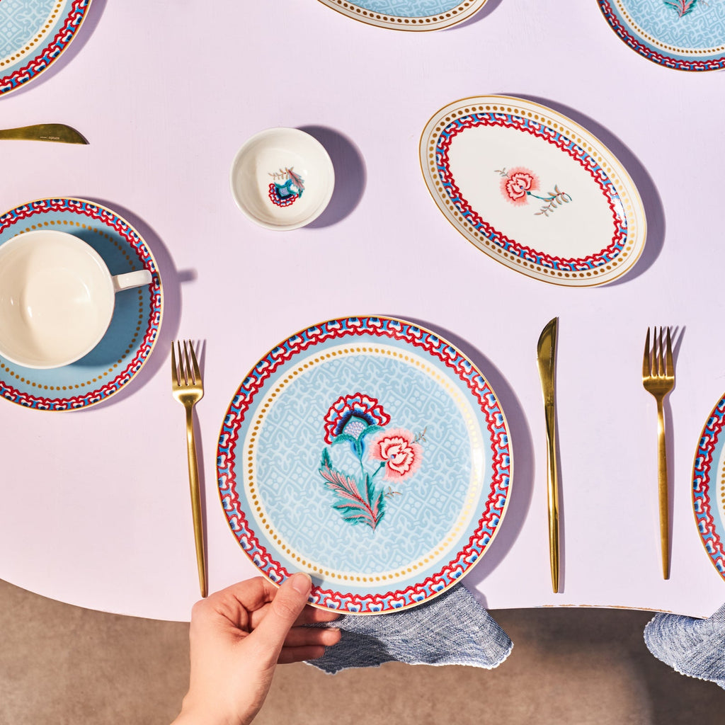 Set de Petit-Déjeuner Karaca Forever Bone Spello 26 Pièces Bleu