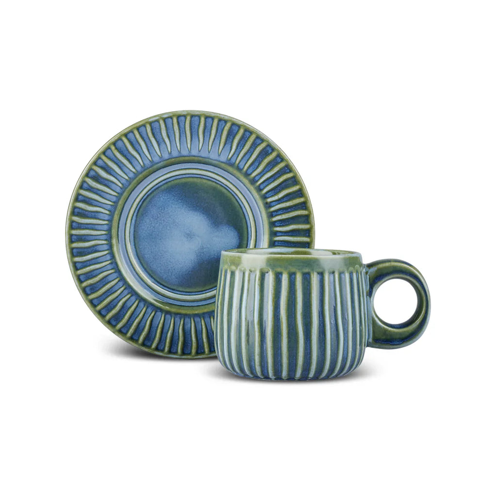 Tasse à Thé Karaca Arthur Vert & Bleu, 260 ml