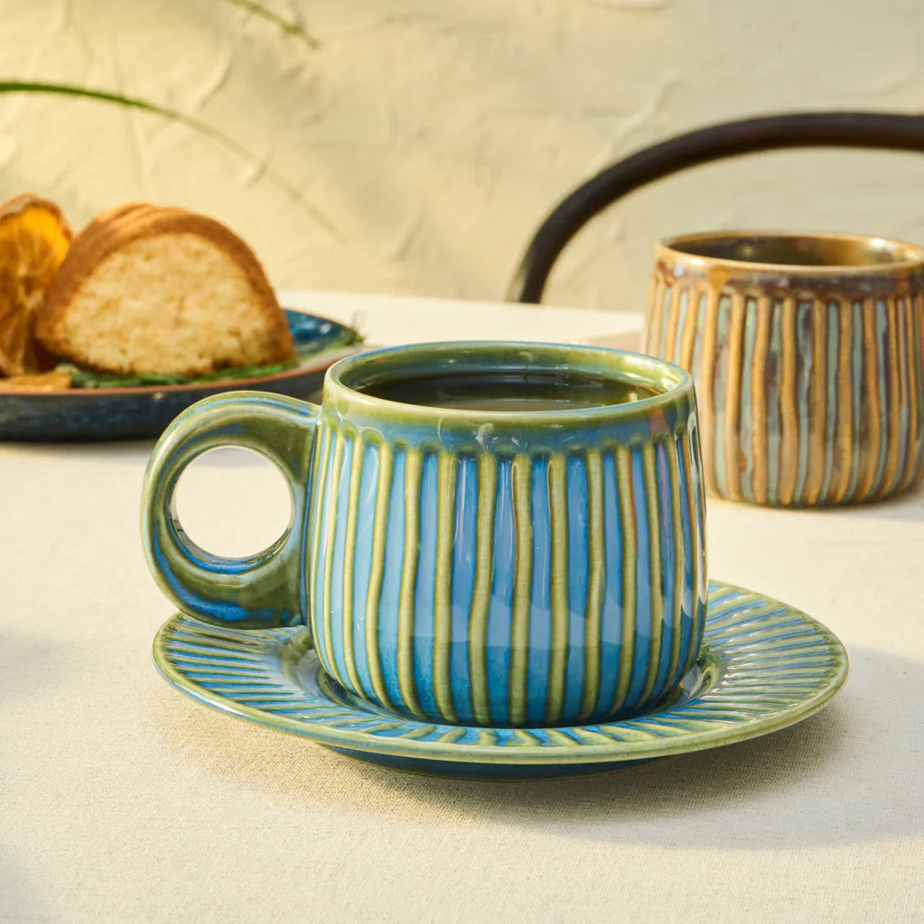 Tasse à Thé Karaca Arthur Vert & Bleu, 260 ml