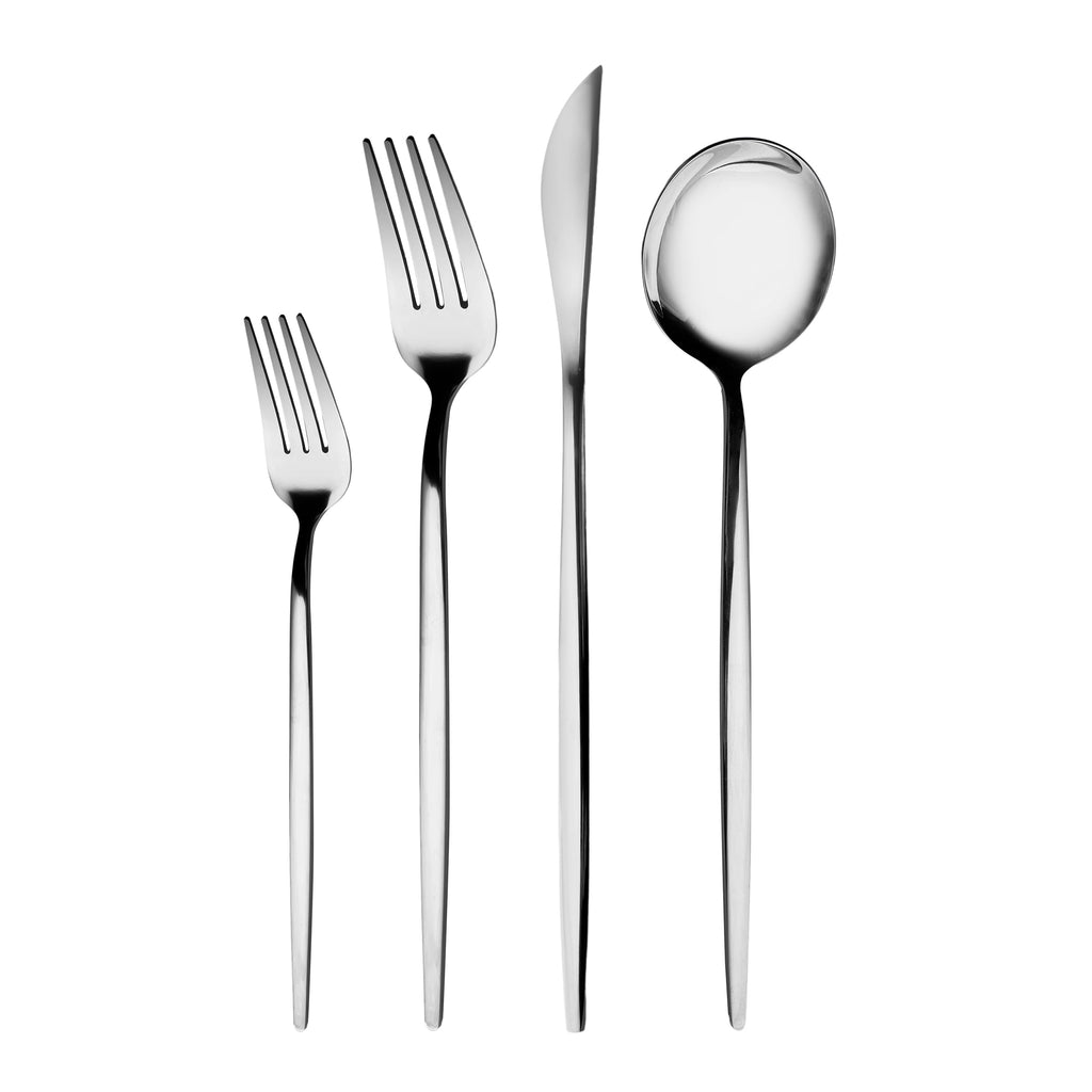 Karaca Bella Service de Couverts en Acier Inoxydable V2 – 24 pièces pour 6 personnes – Argent
