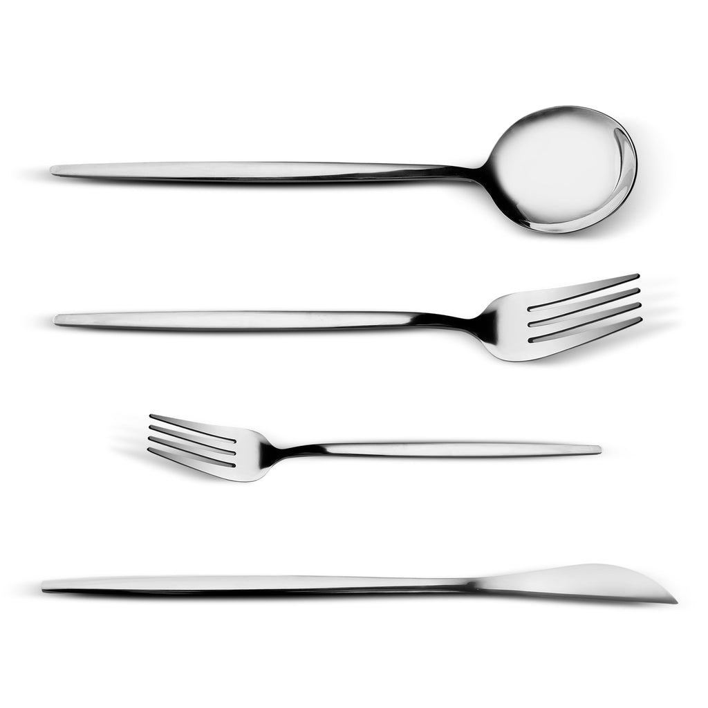 Karaca Bella Service de Couverts en Acier Inoxydable V2 – 24 pièces pour 6 personnes – Argent