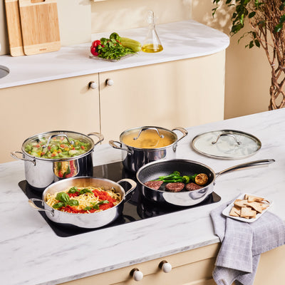 Karaca 3Ply, Batterie de Cuisine à Induction 7 pièces, Argentée