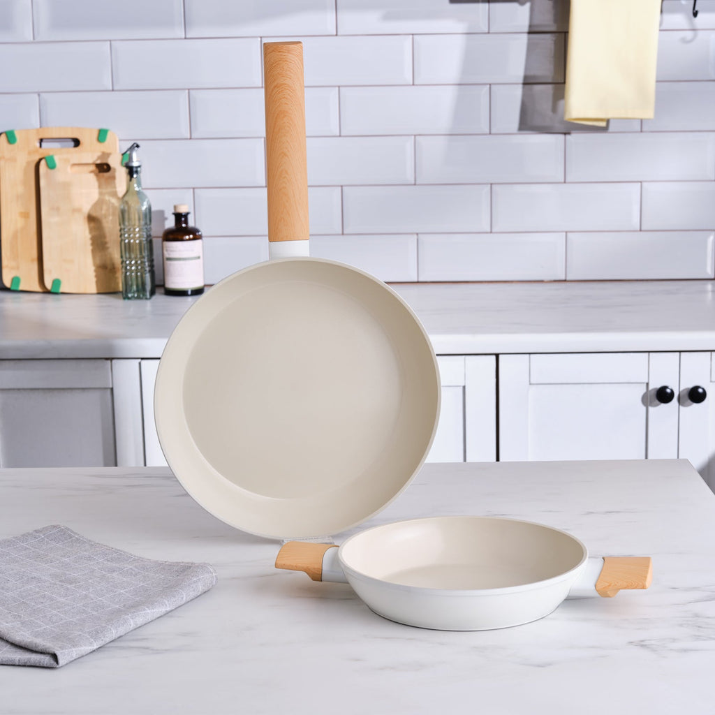 Karaca Swiss Crystal Almond Cream, Set de Poêles, Induction