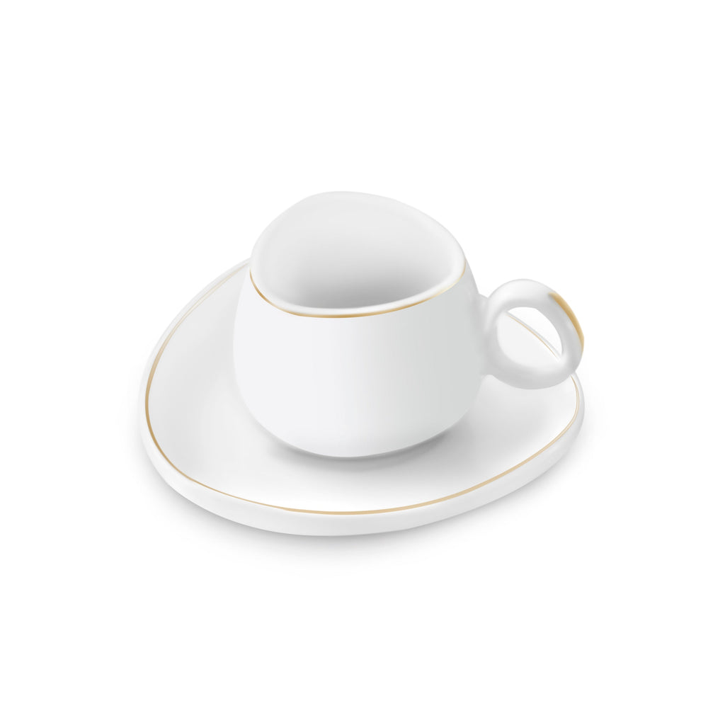 Karaca Streamline Tribe, Service de 2 Tasses à Café, Blanc et Or
