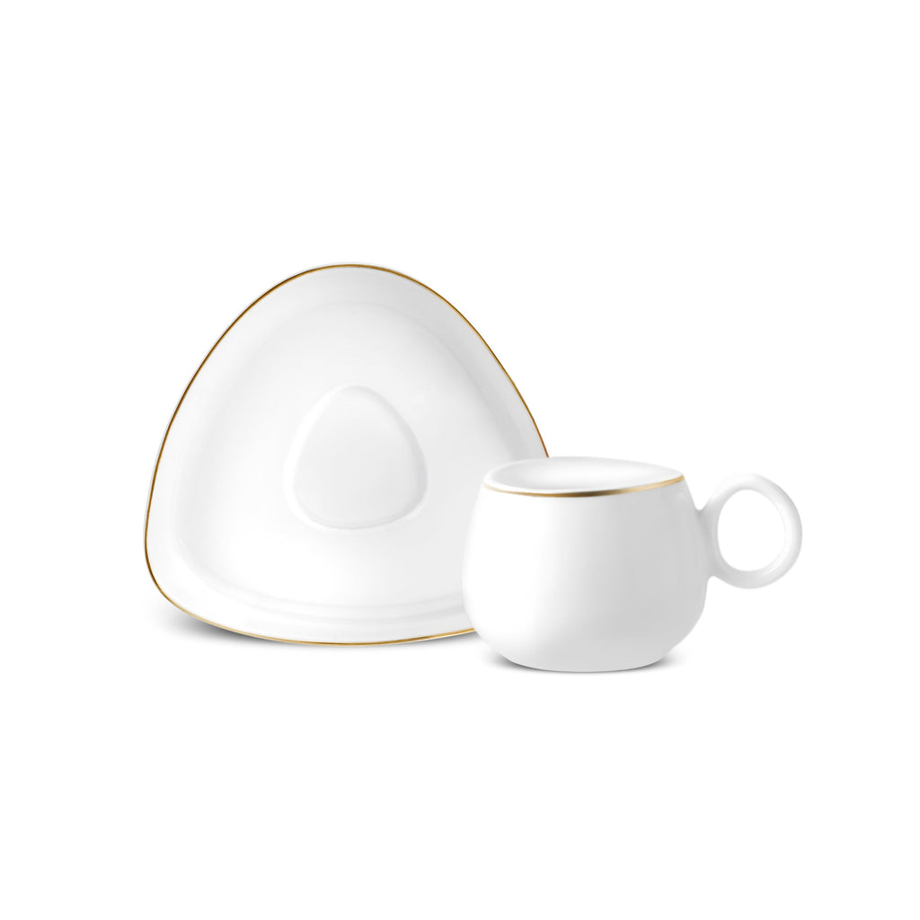 Karaca Streamline Tribe, Service de 2 Tasses à Café, Blanc et Or