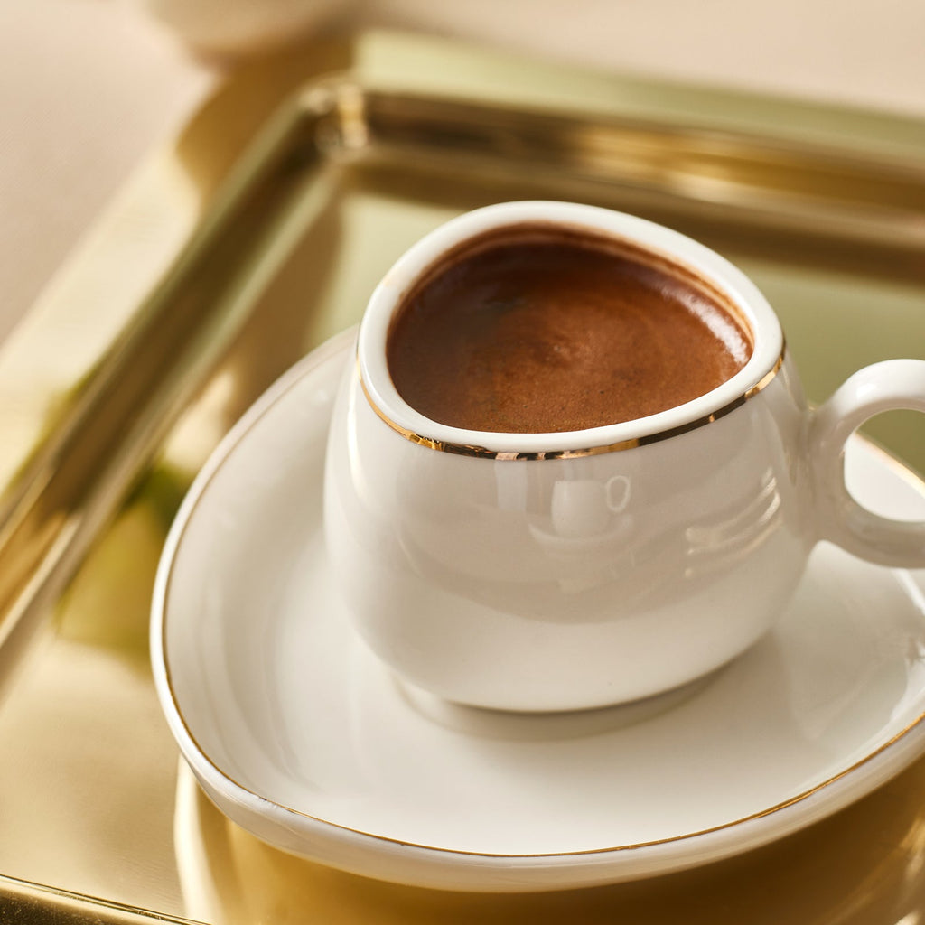 Karaca Streamline Tribe, Service de 2 Tasses à Café, Blanc et Or
