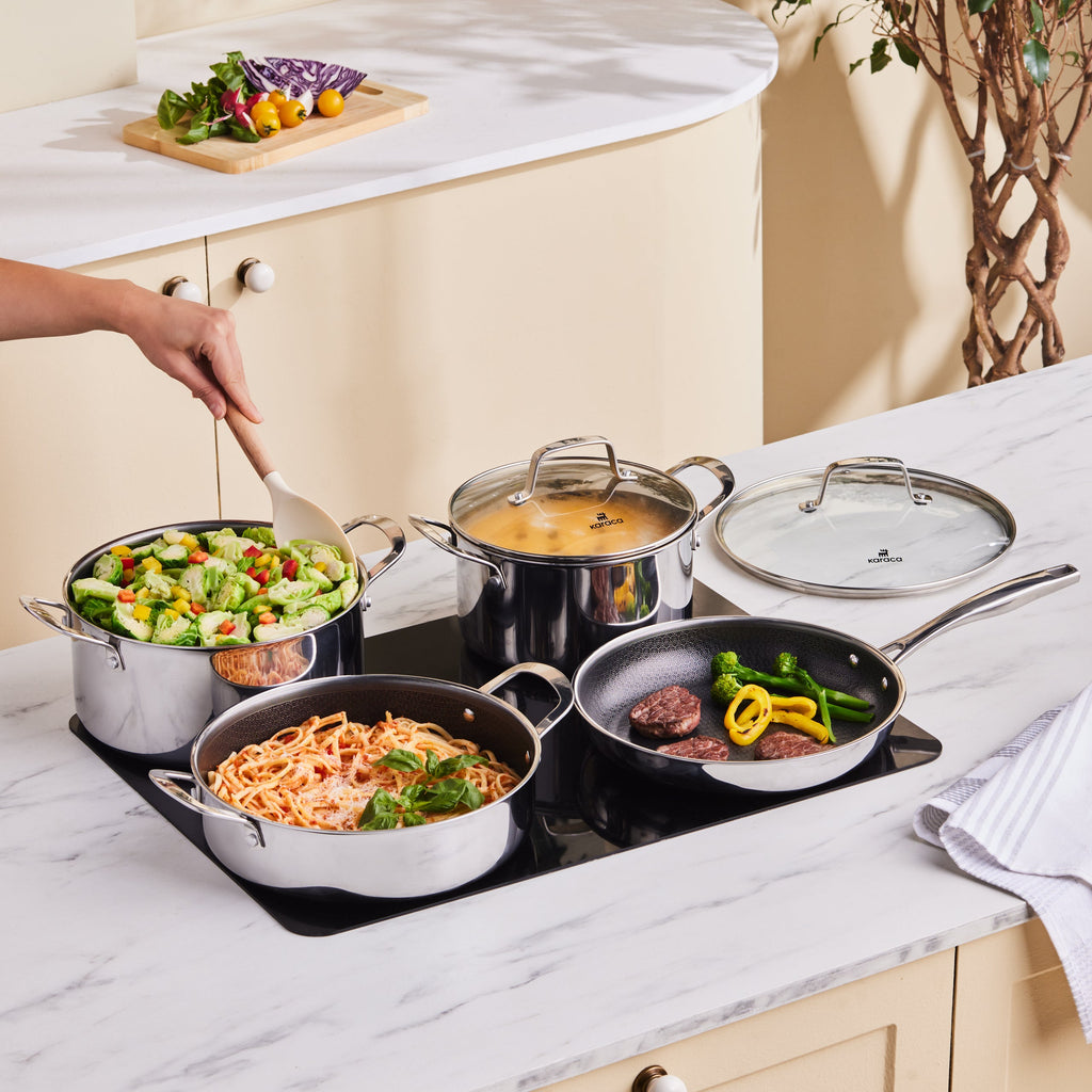 Ensemble de Casseroles Karaca Ceramica Steel 3Ply en Acier Inoxydable
