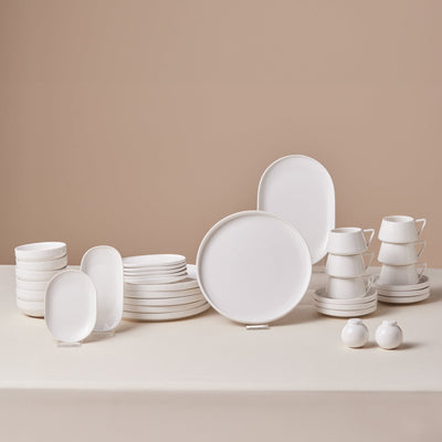 Karaca Stream Bone Meridian Service Petit-Déjeuner 34 Pièces pour 6 Personnes – Blanc