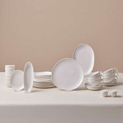 Karaca Stream Bone Middle Service Petit-Déjeuner 34 Pièces pour 6 Personnes – Blanc