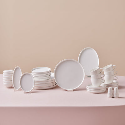 Karaca Stream Bone Sunset, Service de petit-déjeuner 34 pièces pour 6 personnes, Blanc
