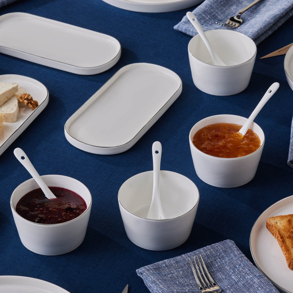 Karaca Forever Bone Bomo Service Petit-Déjeuner 22 Pièces pour 6 Personnes – Platine