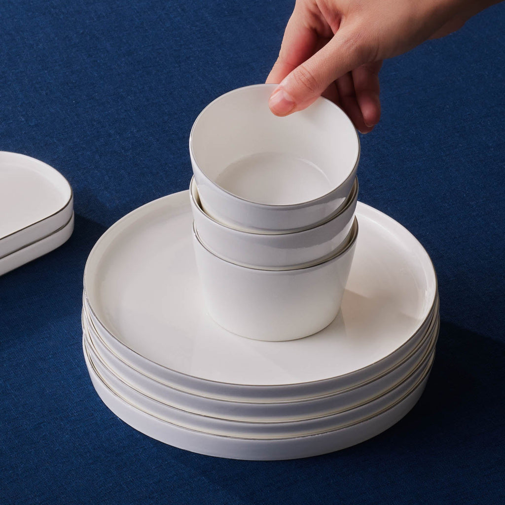Karaca Forever Bone Bomo Service Petit-Déjeuner 22 Pièces pour 6 Personnes – Platine