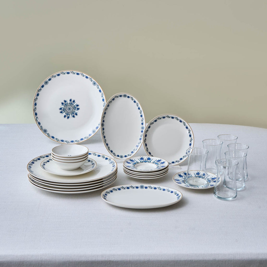 Karaca Bone China İznik Service 26 pièces pour 6 personnes, Multicolore