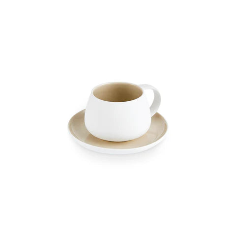 Karaca Earth Collection New Cupid Service à Thé 2 Pièces à Glaçure Réactive, 300 ml, 1 Personne, Beige Blanc