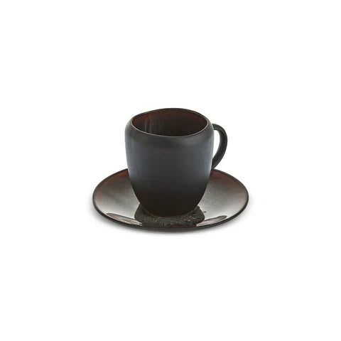 Karaca Earth Collection New Galactic Service à Espresso et Café Turc 2 Pièces à Glaçure Réactive, 100 ml, 1 Personne, Noir