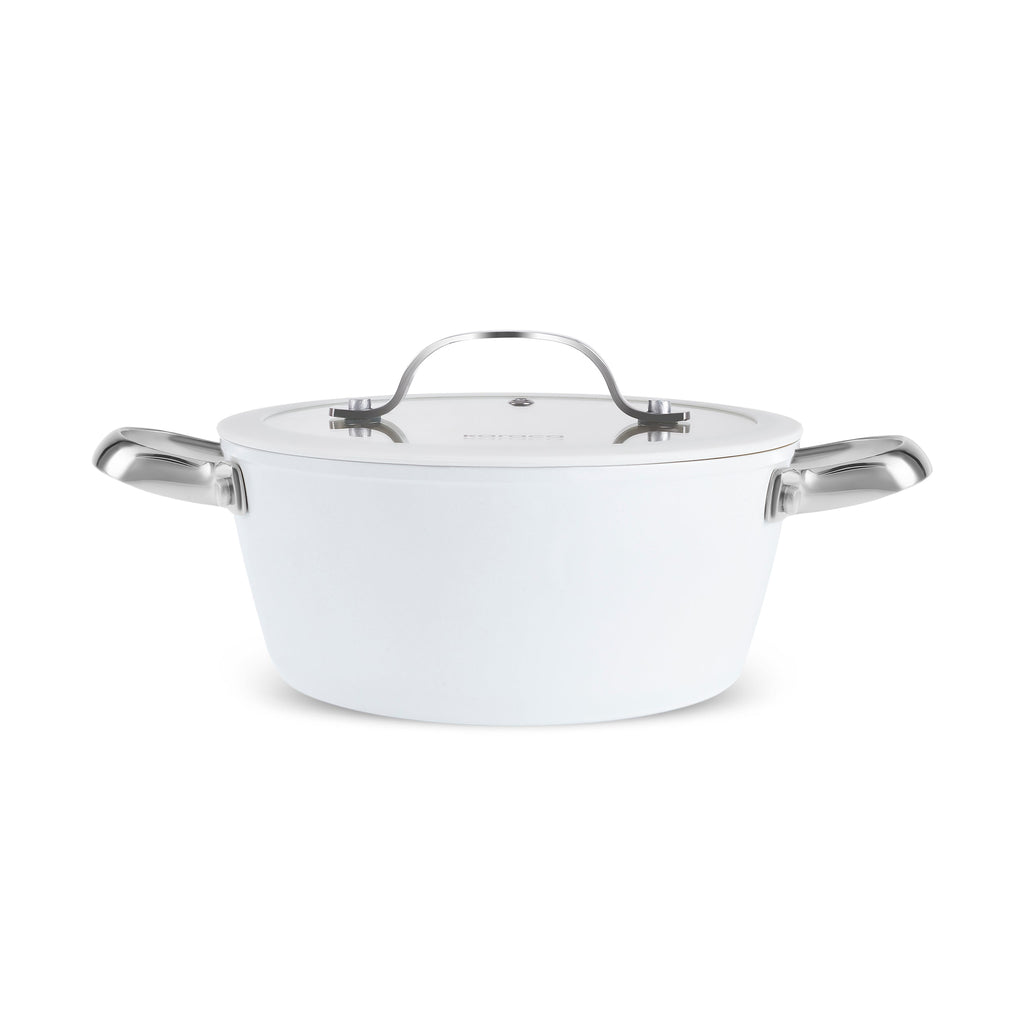Karaca Swiss Crystal Almond Cream – Casserole avec poignée en acier inoxydable 18 cm