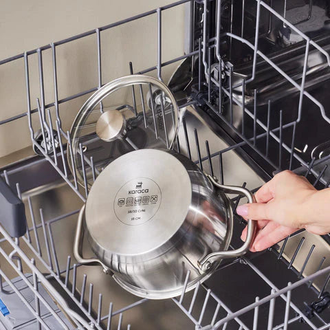 Casserole à induction en acier inoxydable Karaca Elite avec couvercle, 16 cm, argent