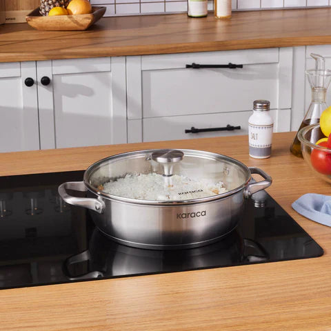 Karaca Elite – Casserole plate en acier inoxydable 26 cm, 3,4 L