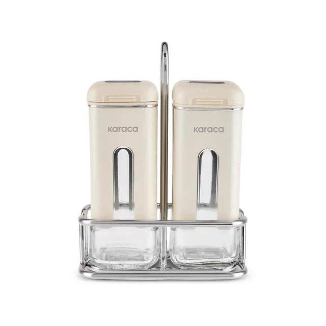 Karaca Luminous, Ensemble de 3 pièces Salière et Poivrière, Crème