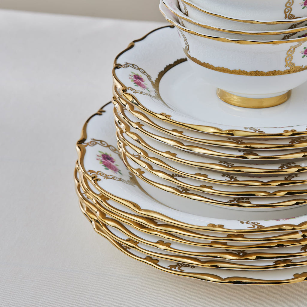 Karaca Royal Bone China Elizabeth Service de Table 55 Pièces pour 12 Personnes, Or