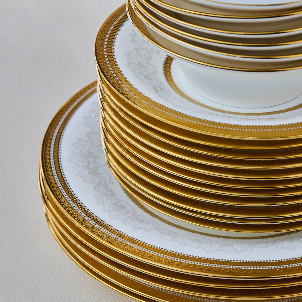 Karaca Royal Bone China Charlotte Service de Table 55 Pièces pour 12 Personnes, Or