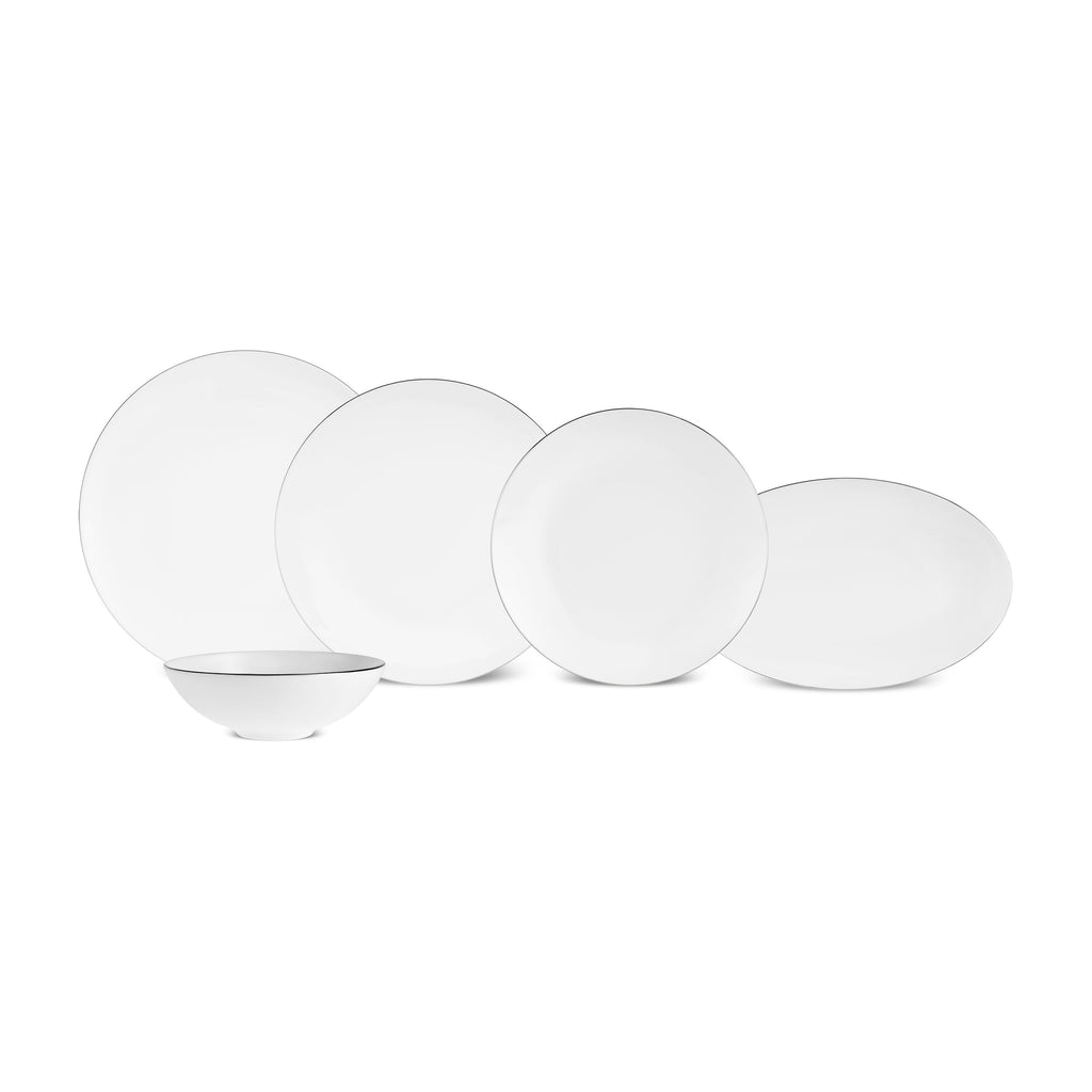 Karaca Fine Pearl Extra Chanak Service de Table 55 Pièces pour 12 Personnes Platine