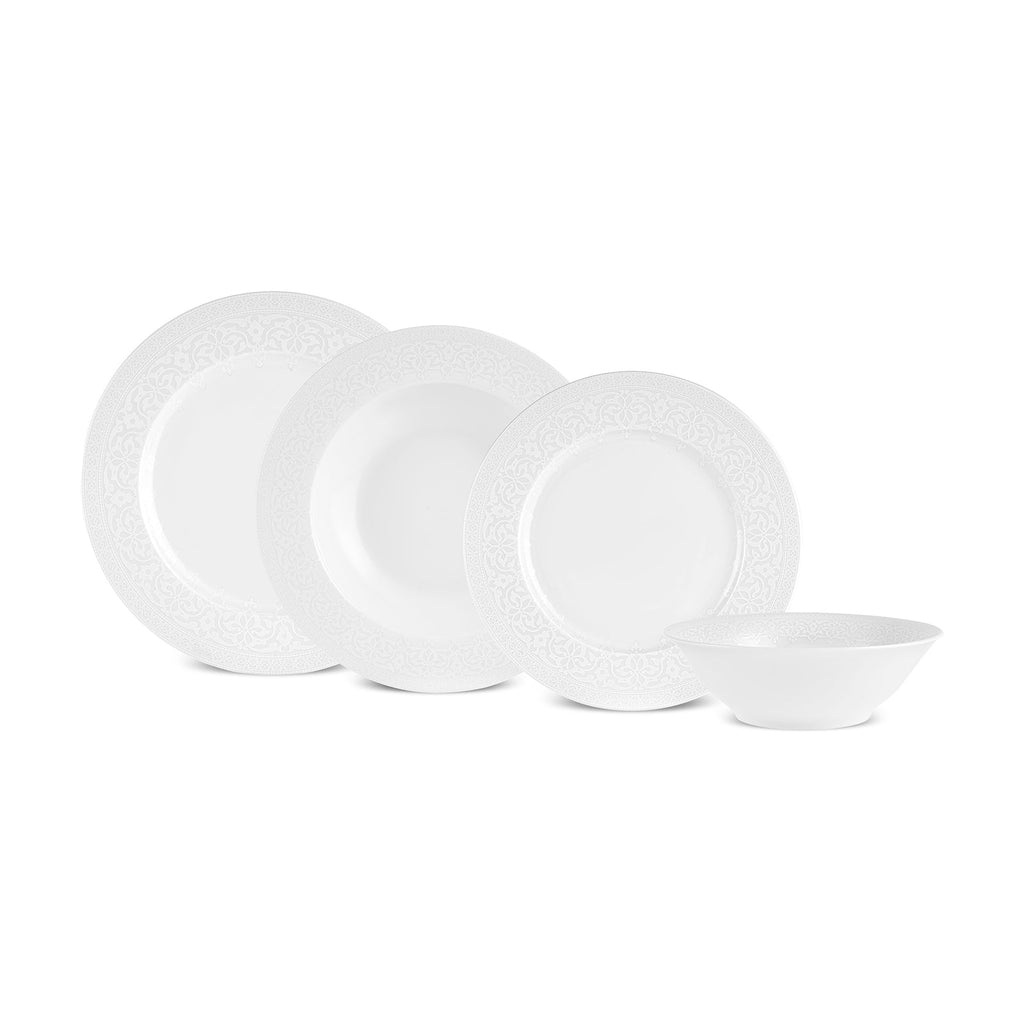 Karaca New Dome Service de vaisselle 24 pièces pour 6 personnes, Blanc