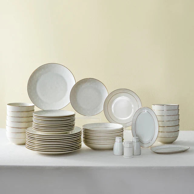 Karaca Elegance Bone Mandarin Service de table 53 pièces pour 12 personnes Or