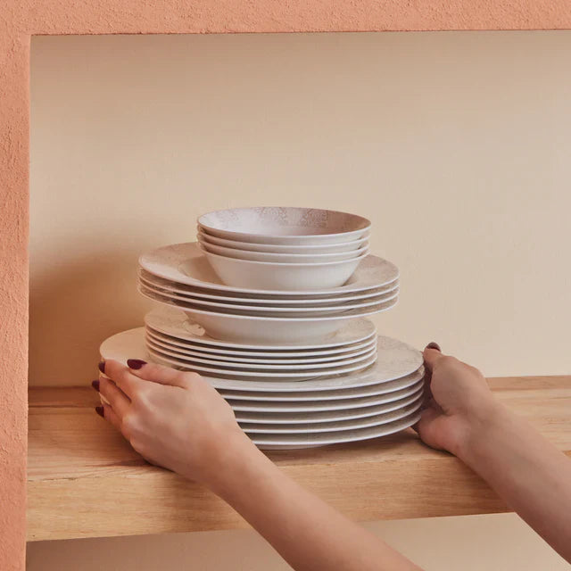 Karaca Forever Bone China New Olio – Service de Table 53 Pièces pour 12 Personnes, Blanc