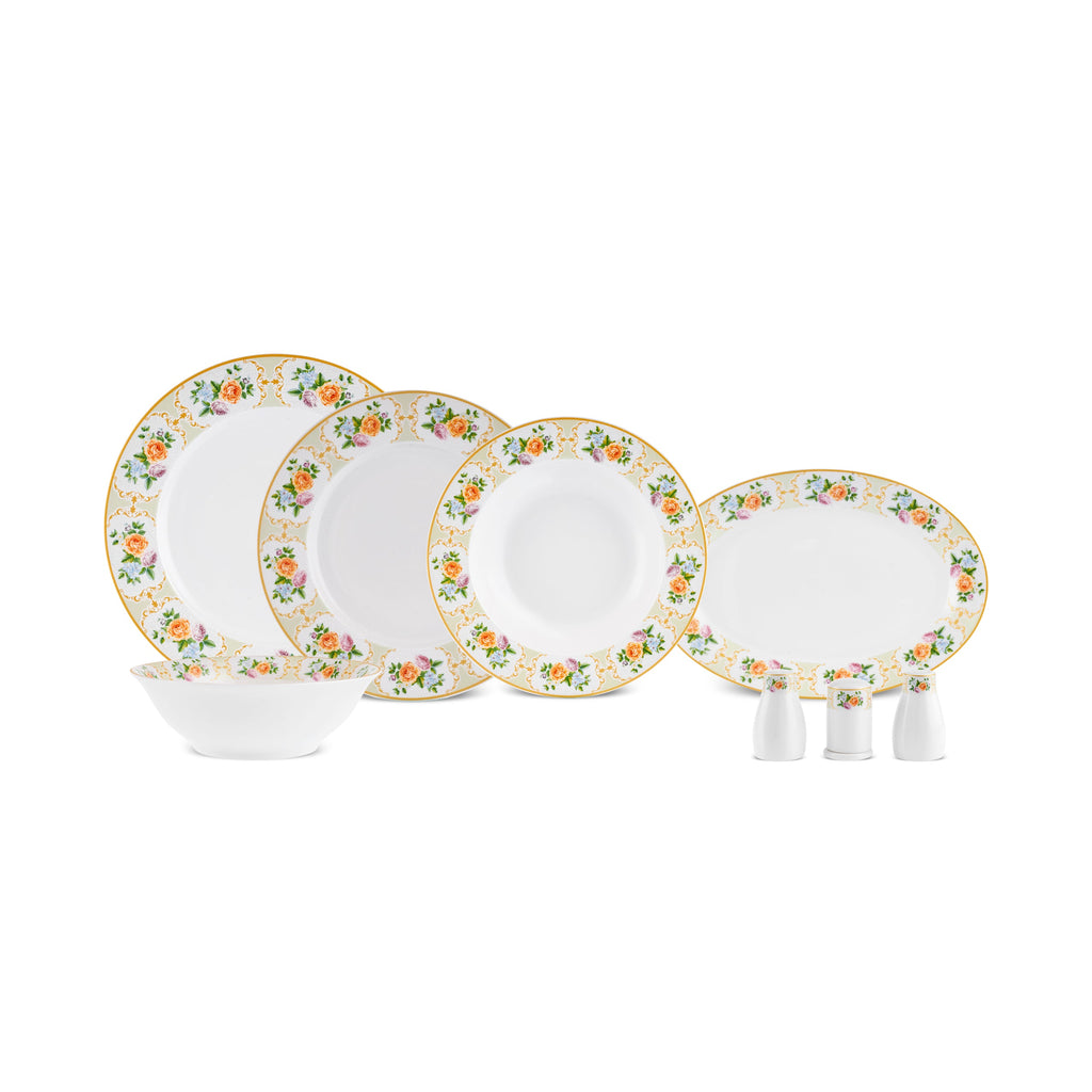 Karaca Forever Bone Britrose Service de Table 53 Pièces pour 12 Personnes