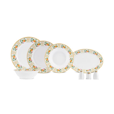 Karaca Forever Bone Britrose Service de Table 53 Pièces pour 12 Personnes