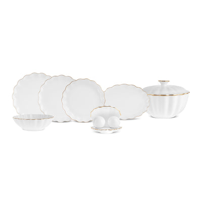 Karaca Fine Pearl Extra Shell Service de Table 55 pièces pour 12 personnes Or