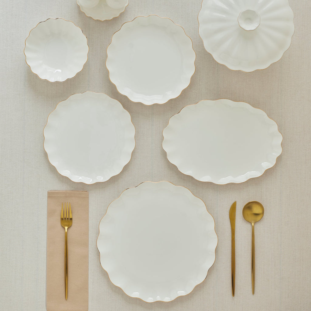 Karaca Fine Pearl Extra Shell Service de Table 55 pièces pour 12 personnes Or
