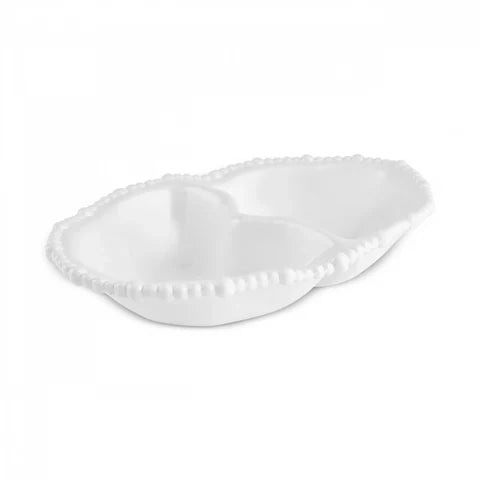 Karaca Perla – Coupelle à snacks ovale compartimentée en mélamine 33 cm, blanc