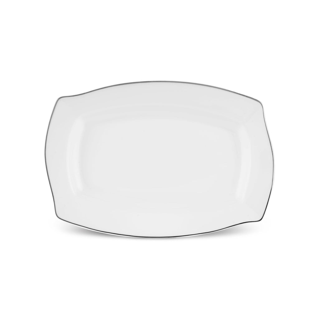 Karaca Square Bone Eterno Service de Table 53 pièces pour 12 personnes Platine