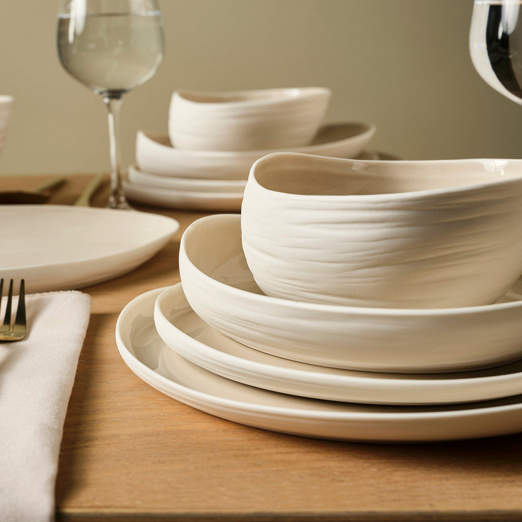 Karaca Earth Collection Rise Service de Table 55 Pièces pour 12 Personnes, Cream