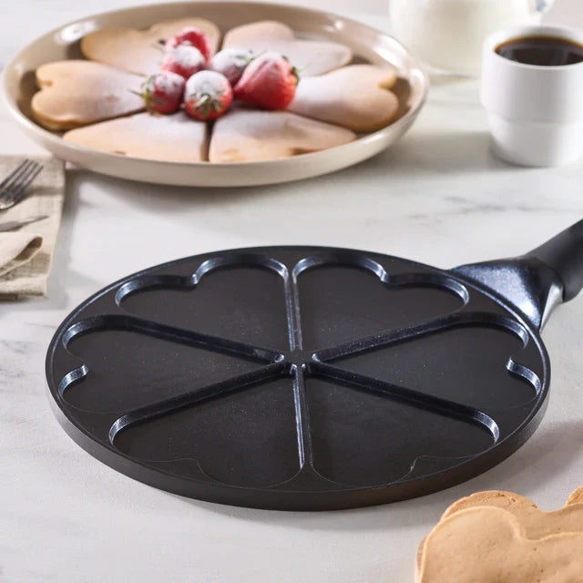 Poêle à pancakes en céramique antiadhésive à induction Karaca Fluffy Love, 26 cm, noire