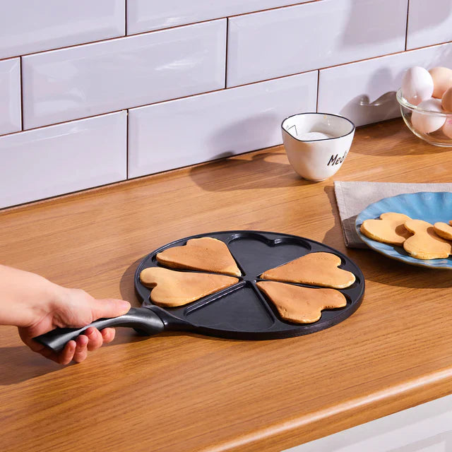 Poêle à pancakes en céramique antiadhésive à induction Karaca Fluffy Love, 26 cm, noire