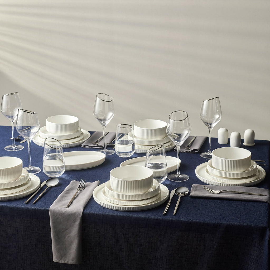 Karaca Forever Bone Pablito Service De Table 53 Pièces Pour 12 Personnes, Blanc