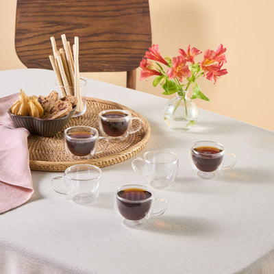 Ensemble de 6 tasses à café turques en verre à double paroi Karaca Olivia, 80 ml, transparent
