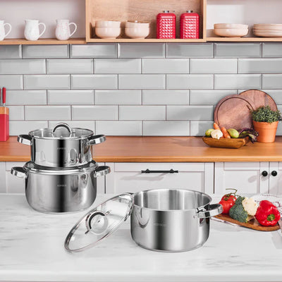 Set de casseroles en acier Karaca Magnus XLarge à fond induction – 6 pièces