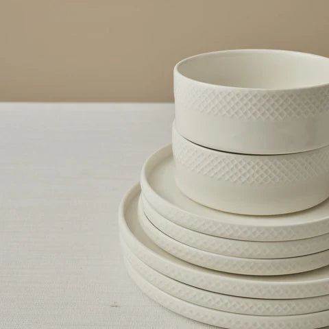 Karaca Salvare Diamond Service De Table 18 Pièces En Bone China Pour 6 Personnes, Blanc