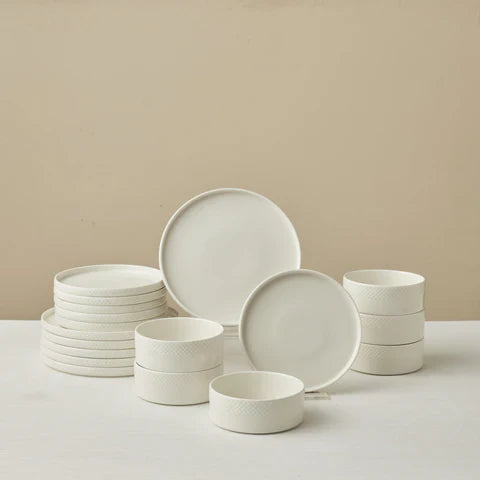 Karaca Salvare Diamond Service De Table 18 Pièces En Bone China Pour 6 Personnes, Blanc