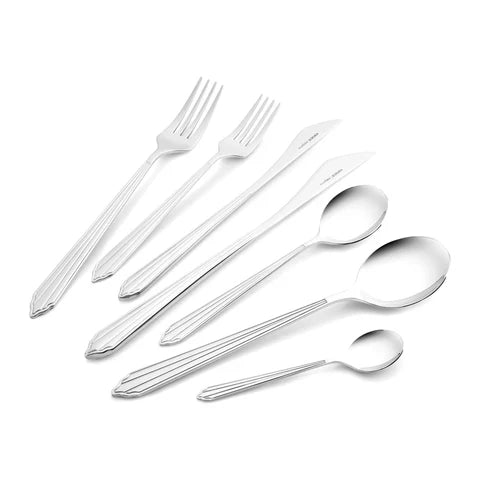 Karaca Rebellion Ménagère 84 pièces en acier inoxydable pour 12 personnes, Argent
