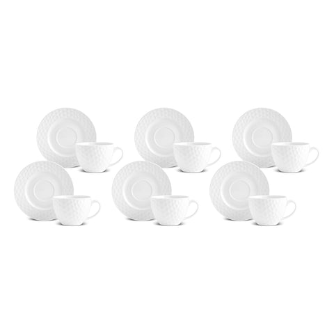 Service à thé Karaca Nora Embossed pour 6 personnes, 220 ml