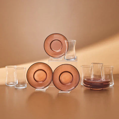 Service de Verres à Thé Karaca Juliet Mocha Mousse 12 Pièces pour 6 Personnes, 170 ml