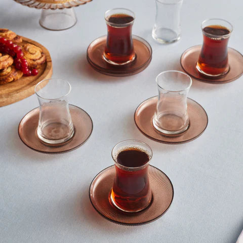 Service de Verres à Thé Karaca Juliet Mocha Mousse 12 Pièces pour 6 Personnes, 170 ml