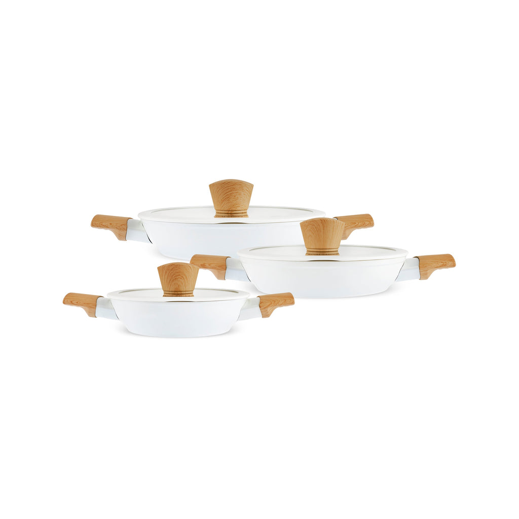 Karaca Swiss Crystal Almond, Set de 6 Casseroles Basses, Induction
