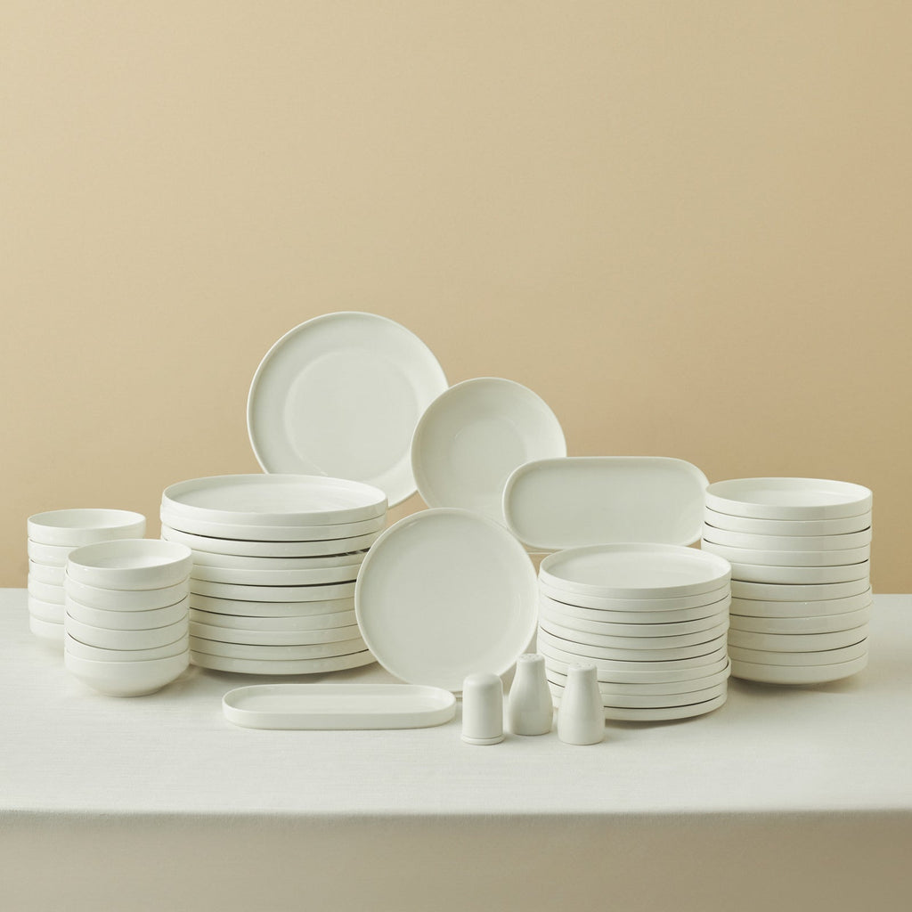 Karaca Stream Bone Sirius Service De Table 53 Pièces 12 Personnes Blanc