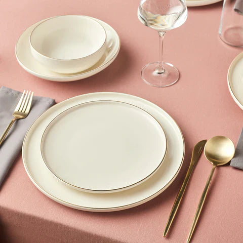 Service de Table Karaca Stream Bone Meridian, 24 Pièces, pour 6 Personnes, Doré